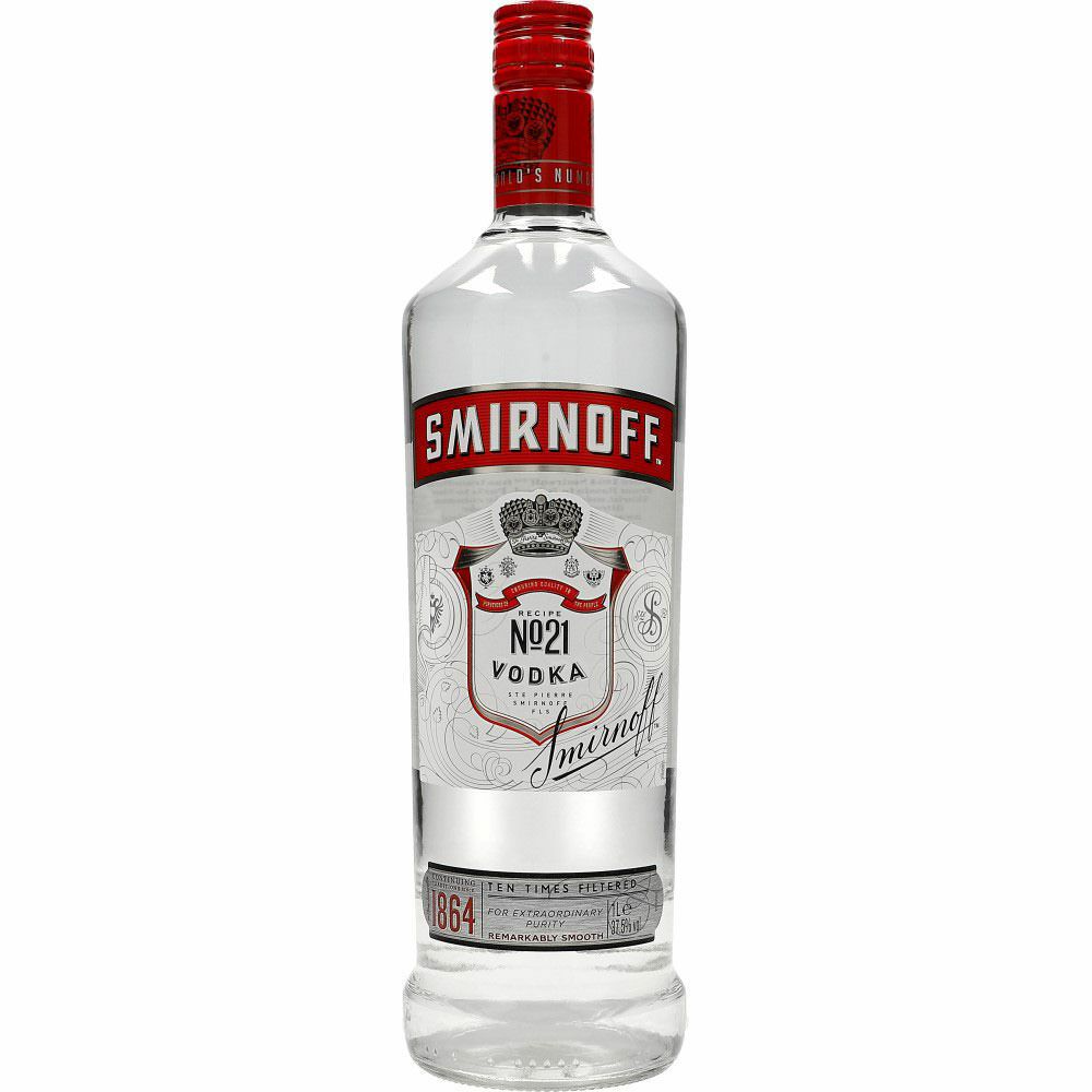 Buy Smirnoff Vodka Label in 1L from Disc 37,5% Finland Online Red