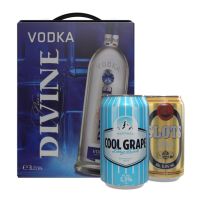 Pure Divine Vodka 37,5% 3 ltr. + Hartwall Cool Grape 5,5% 24 x 0,33 ltr. + Slots Guld 5,9% 24 x 0,33 ltr.